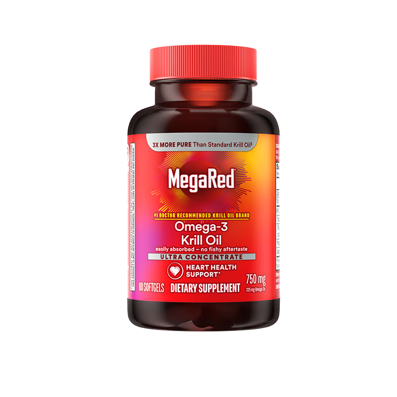 MegaRed脉拓南极磷虾油胶囊深海鱼油omega-3美国原装进口高纯度750mg80粒