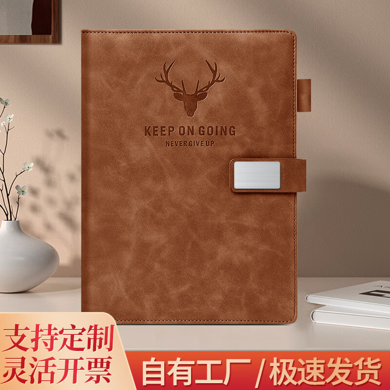 圣驰（SHENGCHI）笔记本高颜值A5精致简约记事本子商务办公学习文具会议记录LOGO定制 方扣B5商务棕(200页)