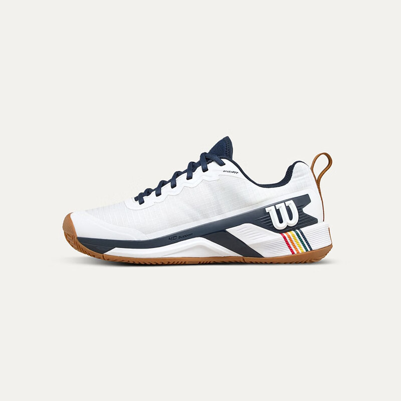 威尔胜（Wilson）Rush Pro 4.5 Clay 男款红土网球鞋 防滑抗扭 专业球员训练比赛鞋 白色 / 海军蓝 / Gum1a 40