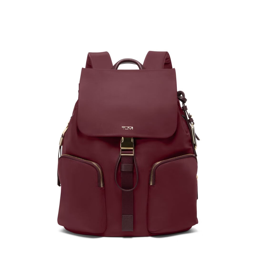 途明（TUMI）VOYAGEUR女士双肩包商务休闲通勤大容量电脑包 酒红色