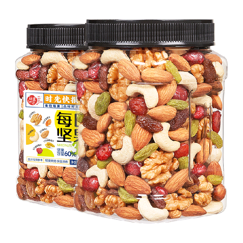 每果时光每日坚果400g原味罐装混合坚果炒货蔓越莓干干果孕妇休闲零食