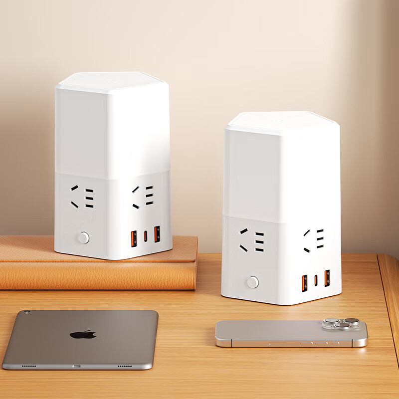 新款正品床头灯纯铜插座带小夜灯卧室喂奶灯多功能带USB接线板 五插位带3USB【带夜灯可三档调色】2.8米