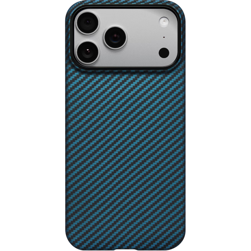 PITAKA適用蘋(píng)果iPhone17ProMax手機殼相機按鍵全包裸機手感磁吸凱夫拉芳綸碳纖維紋高級感保護套 黑藍
