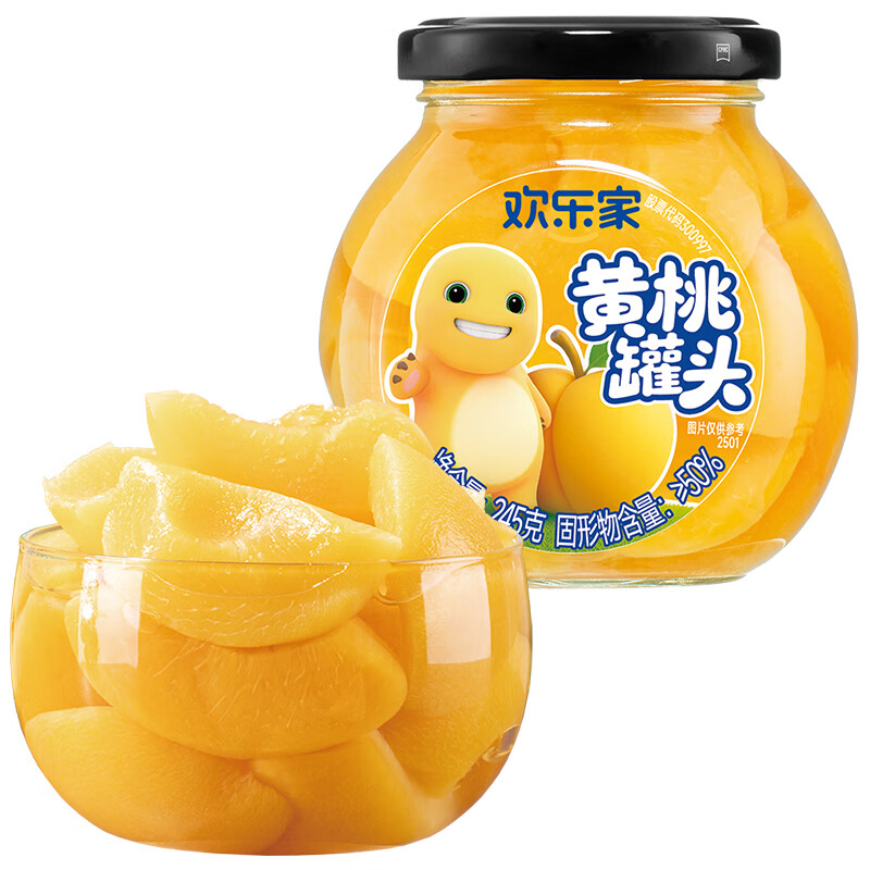 欢乐家【奶龙联名】黄桃橘子罐头245g*6瓶 果肉糖水水果罐头 休闲零食 【奶龙联名】黄桃罐头245g*6瓶