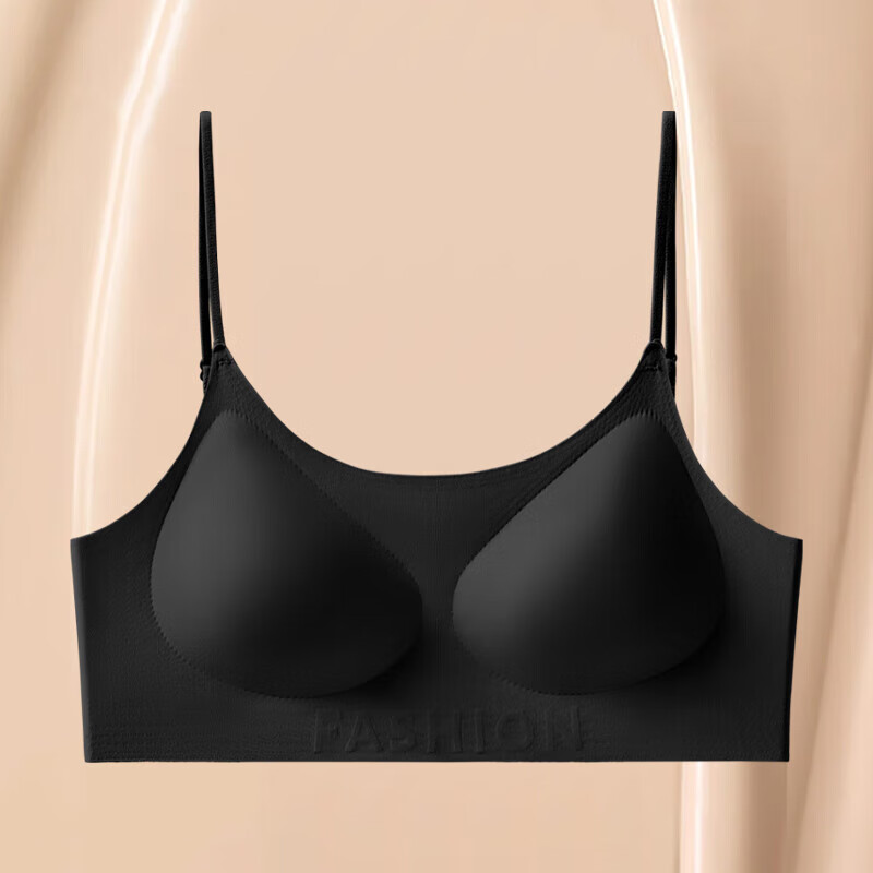 宜而爽小胸聚拢薄款美背夏季文胸内衣透气舒适无痕一片式裸感软支撑06 黑色 L 【110-125斤】