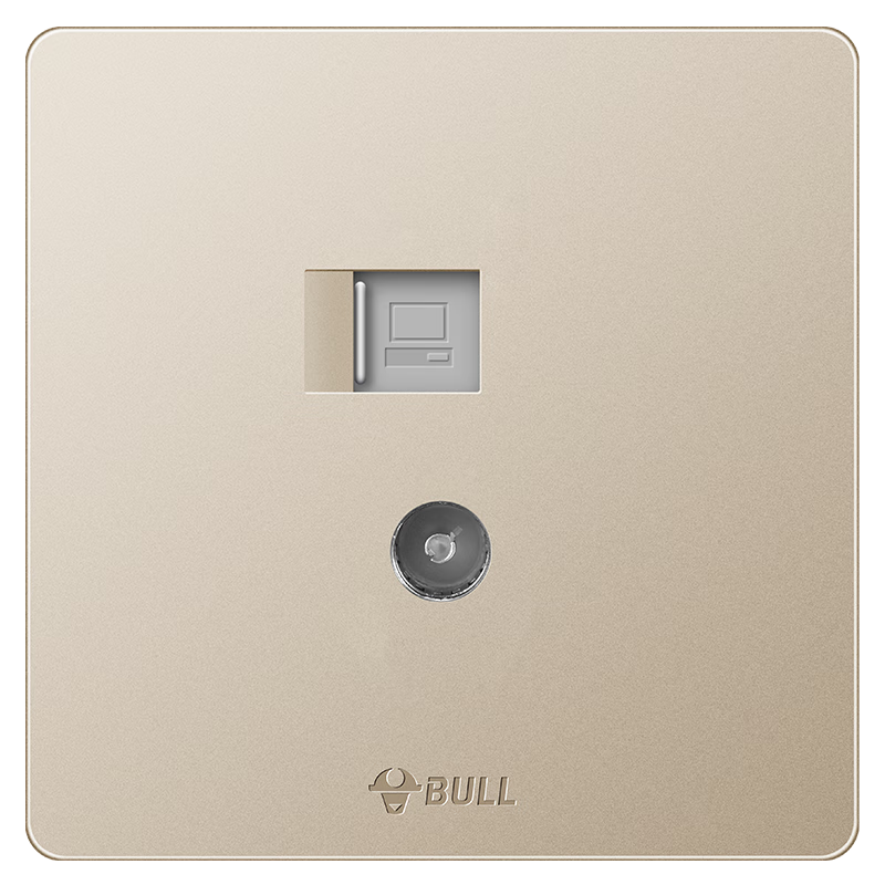 公牛（BULL）开关插座 G12系列 二位电脑带电视插座奶油风86型 G12T223 星辰金