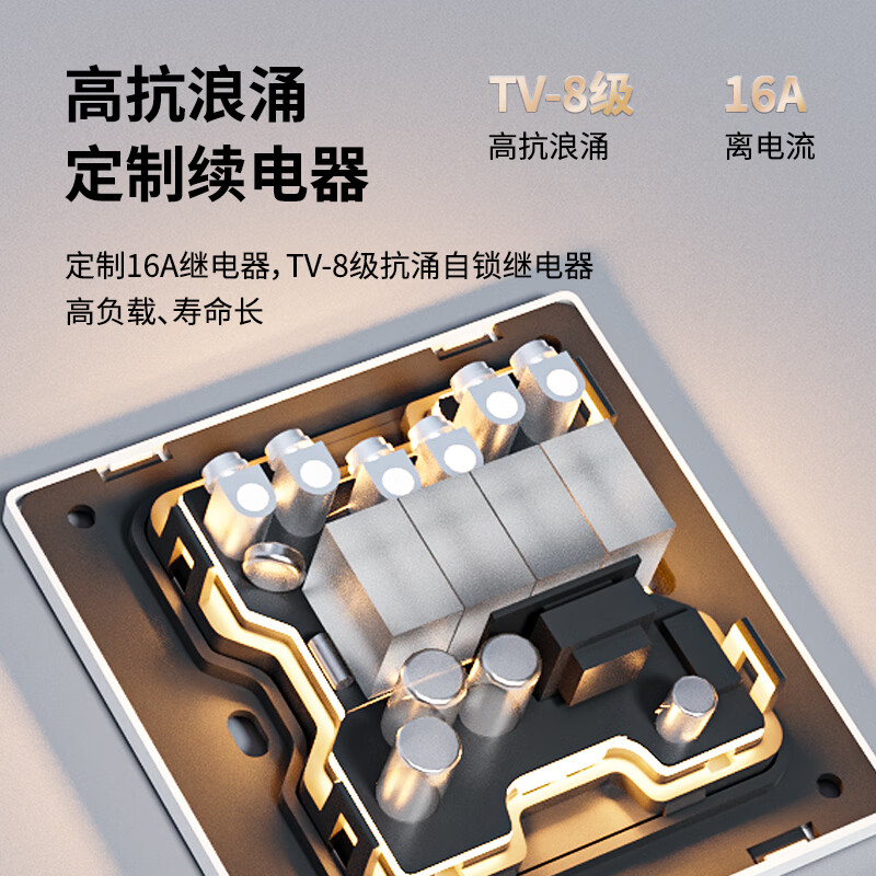 奥克斯超薄AG玻璃款智能开关面板小爱语音控制蓝牙Mesh2.0 接入米家  【水沙白】AG肤感玻璃智能六开