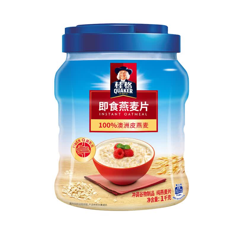 桂格（QUAKER）即食燕麦片1000g*1罐装桶装经典原味燕麦营养谷物早餐代餐 1000g*1罐