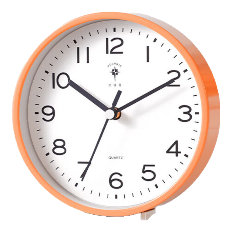 北極星（POLARIS）小臺(tái)鐘客廳座鐘極簡(jiǎn)約現(xiàn)代靜音座掛兩用臥室兒童房床頭擺表 橙色圓形