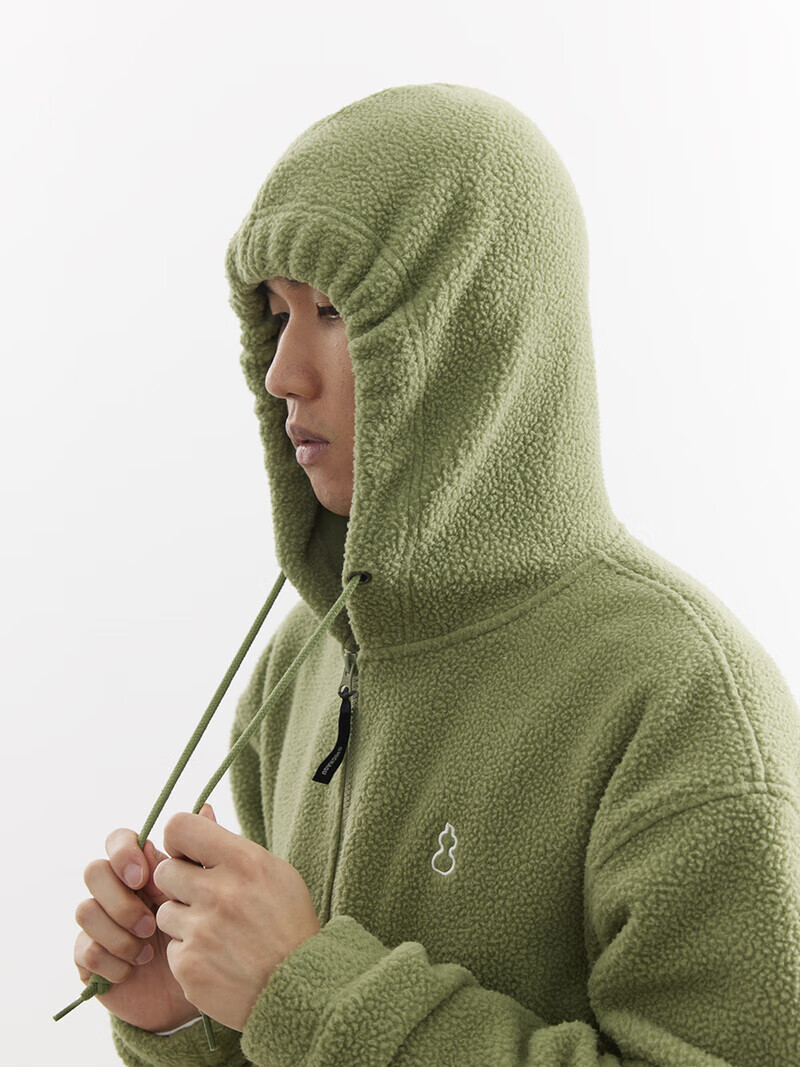 chichaqu吃茶去25秋冬摇粒绒抓绒套头衫加厚保暖宽松拉链带帽卫衣 深蓝 XL