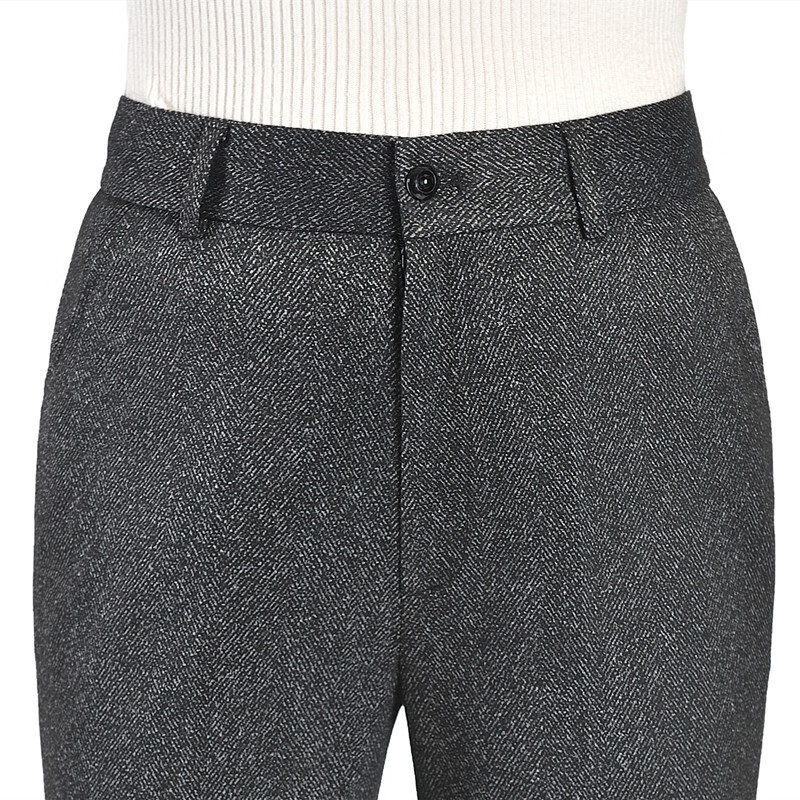 伊玟格格秋冬款女裤弹力妈妈直筒裤高腰中年女西裤黑灰加厚百搭长裤人字纹 深灰色 人字纹秋冬款 5XL  2尺9腰围35码(160斤左右穿)