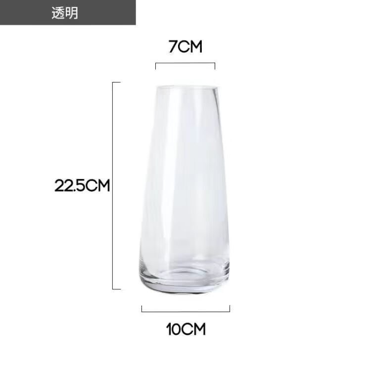 OYKTN北欧小清新玻璃花瓶现代简约精致水养睡莲玫瑰插花客厅餐桌面摆件 6822 大号圆锥筒（透明）