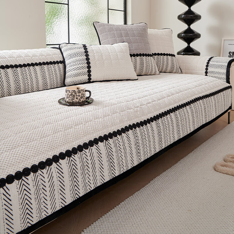 无印良品沙发垫子高档沙发垫轻奢2025年流行直排秋冬皮沙发专用垫防滑座垫 屿森-白色【加厚灯芯绒   亲肤不掉毛】 沙发垫定制 【联系客服专享优惠】