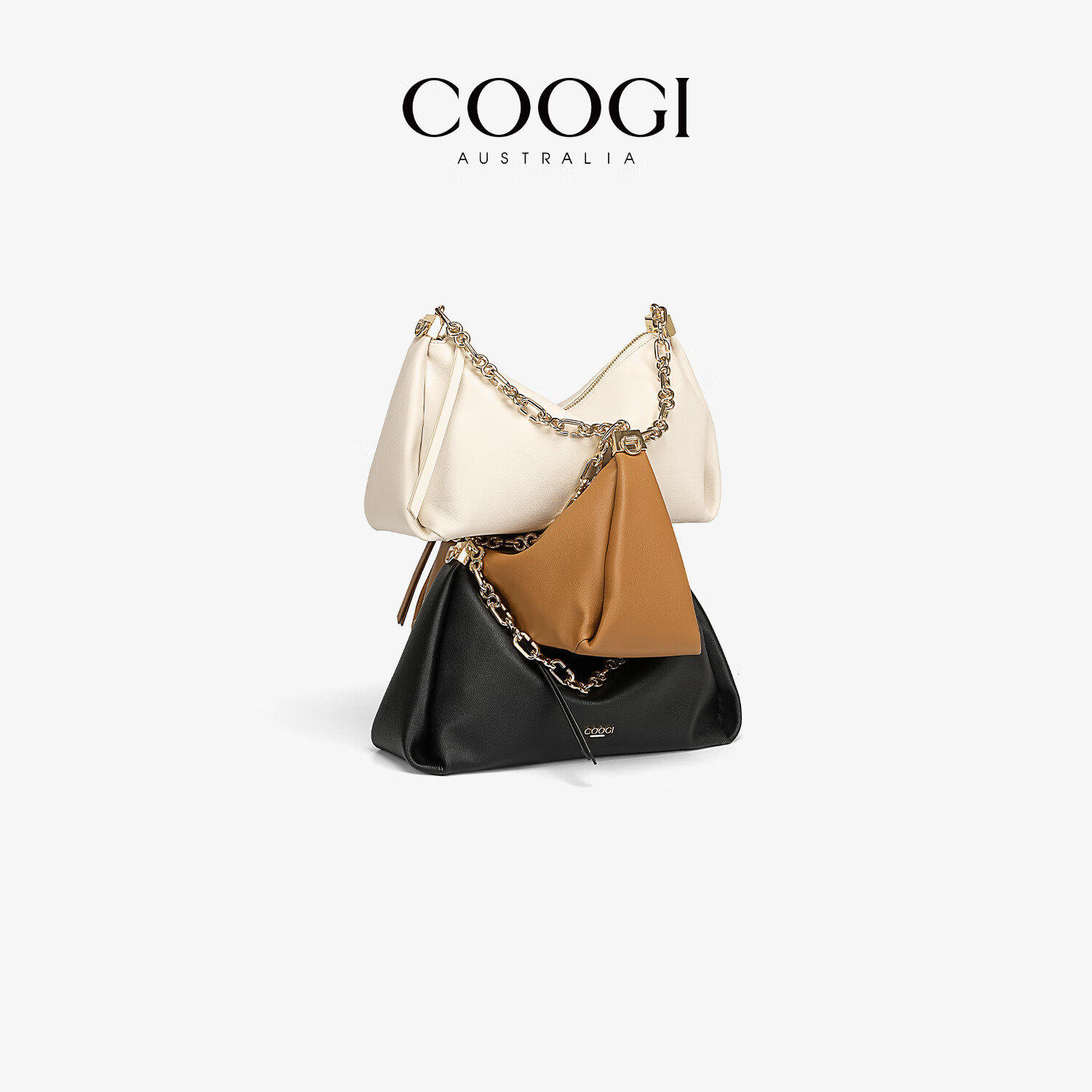 COOGI包包女包奢侈品牌2025新款女单肩斜挎包圣诞节礼物送女友老婆  棕色 26*12*17CM