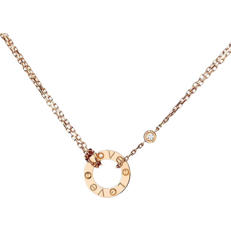卡地亞（Cartier）LOVE系列 18K玫瑰金色單環(huán)鑲嵌鉆石項(xiàng)鏈 B7224509 新年禮物