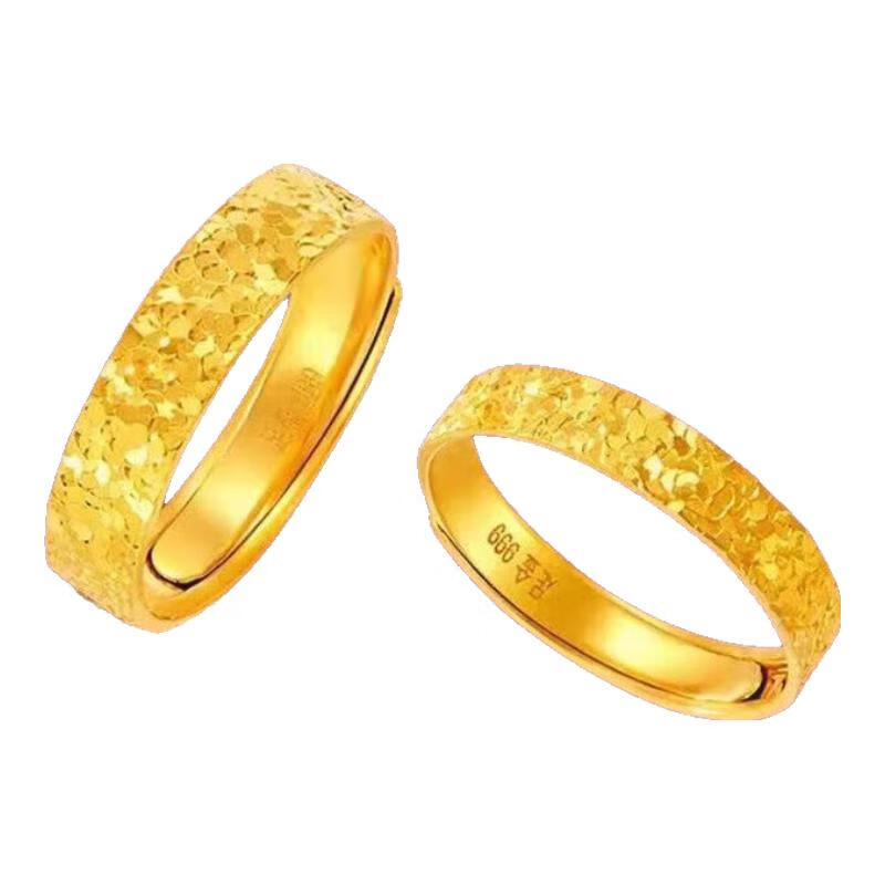 老凰祥黄金金包银戒指碎碎冰金戒指开口款情侣婚戒婚庆节日送礼 金包银碎碎冰女戒 活口