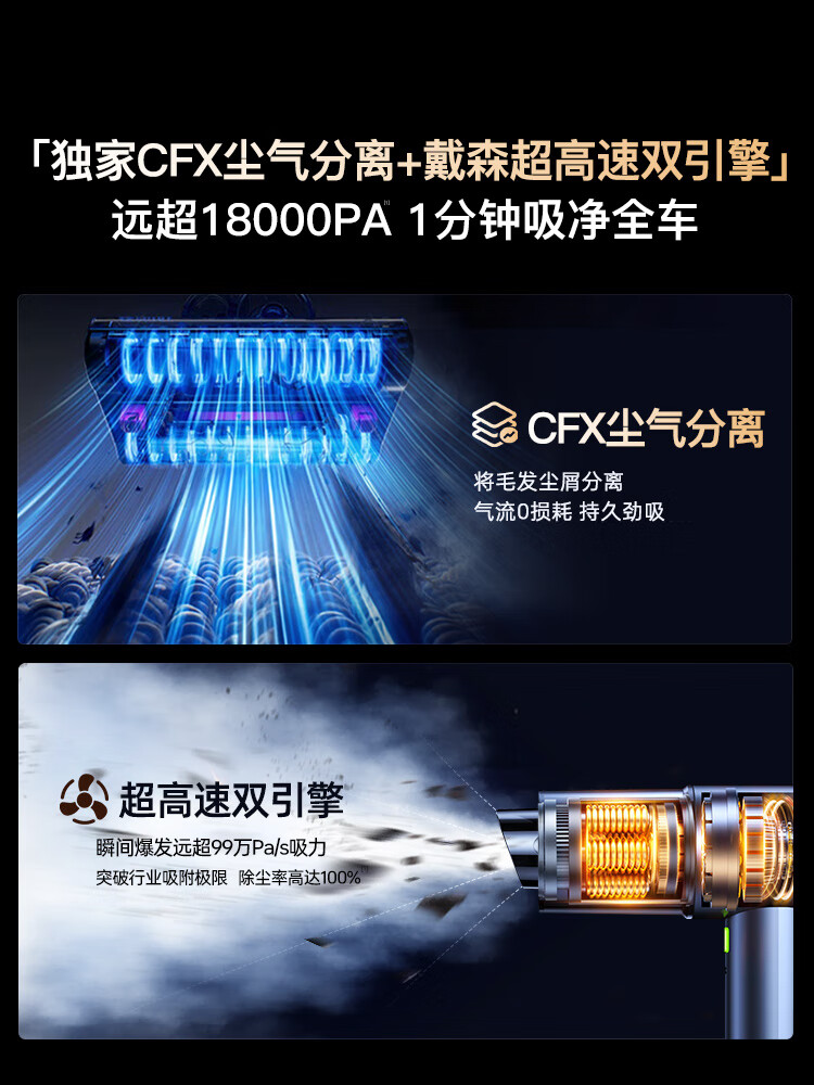 卡斐樂（Cafele）車載吸塵器無線家用手持小型吹吸一體汽車內(nèi)吸塵機超強力貓毛清潔 【100檔才是真的大吸力】碾壓市面按鈕兩檔吸塵器，