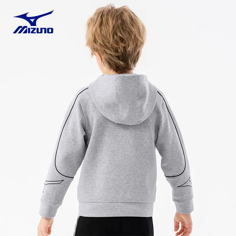 美津浓(MIZUNO) 儿童外套男2026年秋冬季连帽儿童休闲卫衣亲肤透气运动外套男 花灰色 165 CM(100-115斤)