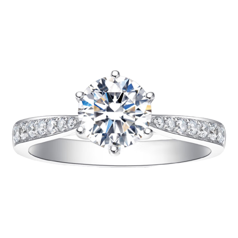 周百福白18K金鉆戒 結婚求婚鉆石戒指女gia裸鉆定制六爪真鉆情人節禮物 【GIA雙證】主石70分D色SI1/3EX