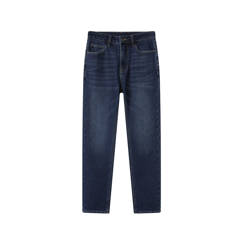 京東京造牛仔褲男士直筒長褲25秋季新款加絨加厚休閑褲子男 深藍色 33