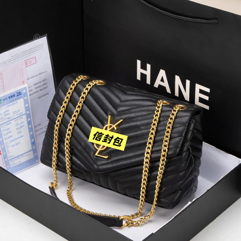 新款2025YSL圣罗兰真皮包包女士包菱格包时尚轻奢优雅包潮流小包 黑色