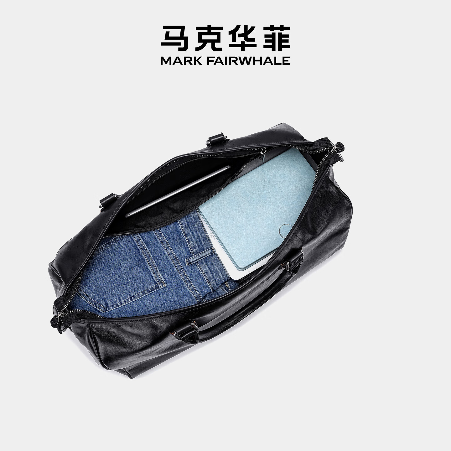 马克华菲真皮旅行包男士大容量轻便短途手提包行李包收纳袋收纳包