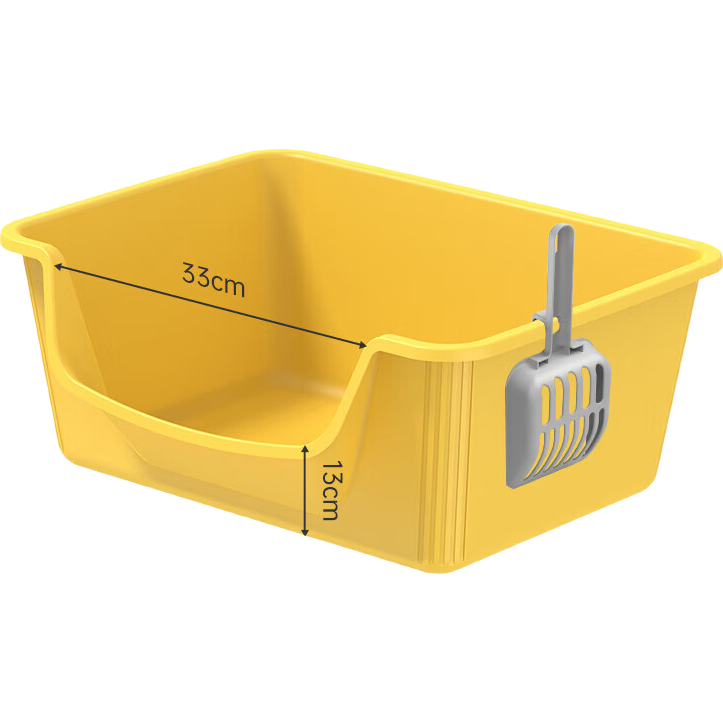 绿优猫砂盆超大号防外溅猫厕所特大防臭幼猫开放式猫砂盆巨大屎盆 新款猫砂盆芒果黄色