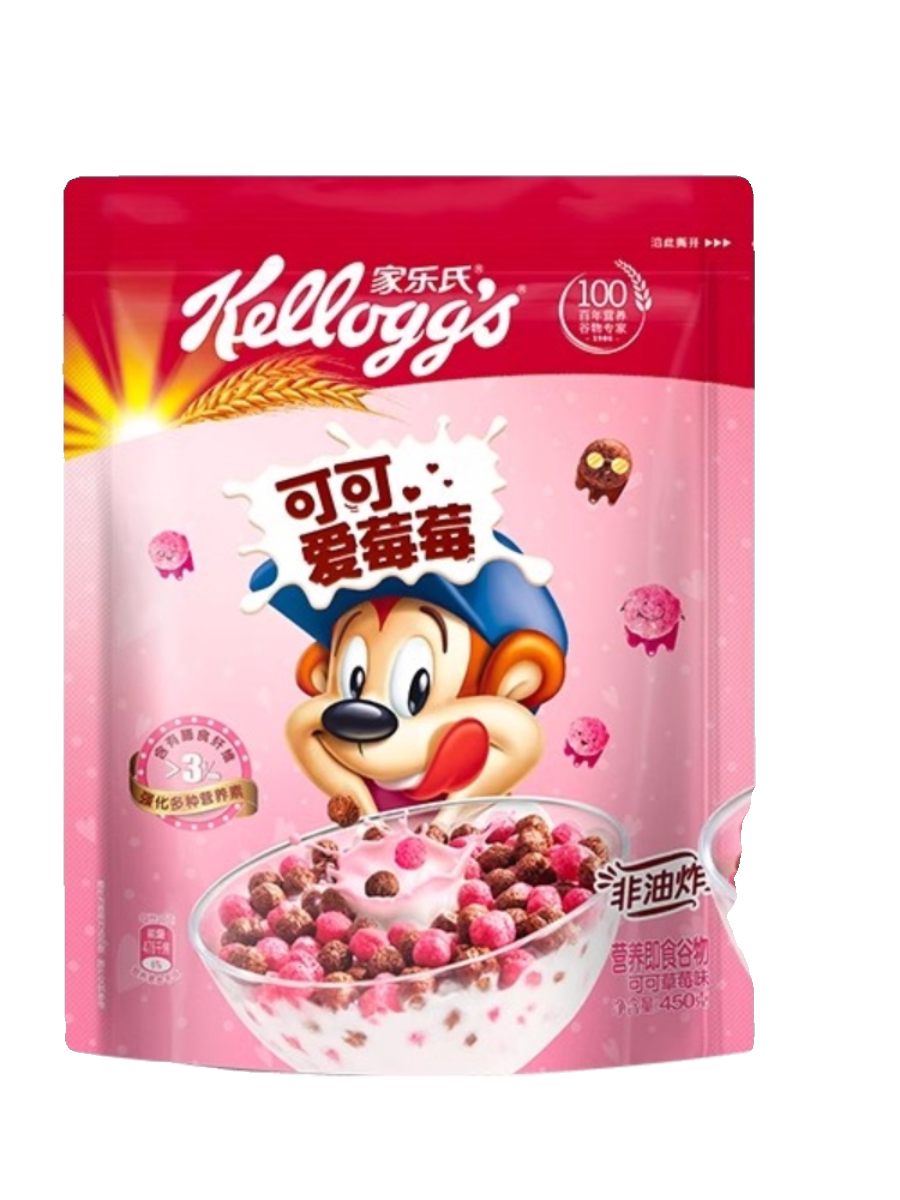 捷氏（Jesitte）可可愛(ài)莓莓450g可可球谷物營(yíng)養(yǎng)草莓味即食沖飲干吃代餐麥片 可可愛(ài)莓莓450g*1 袋裝