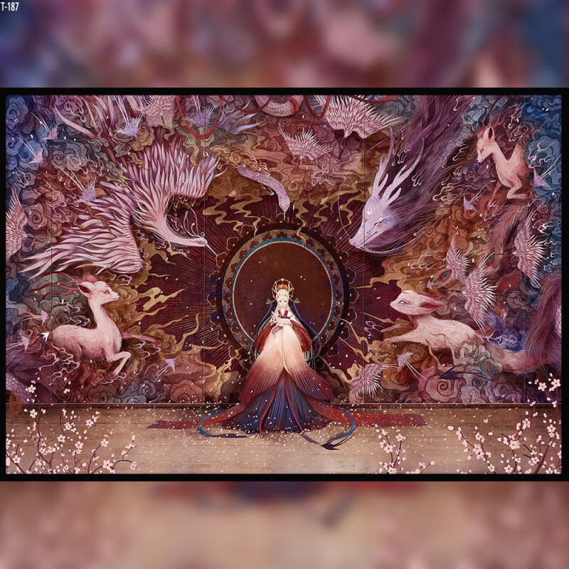 VTR国潮国风木质拼图1000片敦煌系列拼图500片300片带框减压玩具 飞天仙子T-180 木质300片盒装