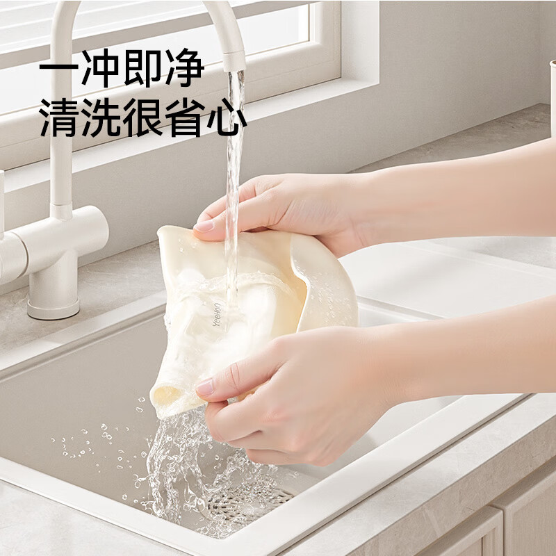 英氏（YEEHOO）宝宝吃饭围兜婴幼儿围嘴辅食饭兜超软硅胶儿童防水防油饭罩衣 奶白色