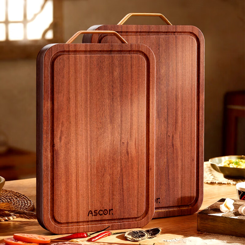 艾仕可(ASCOR)乌檀木菜板抗菌防霉家用食品级实木砧板厨房专用双面切菜案板粘板 【进口整木乌檀木】耐砍抗菌 双面适用3-4人 中号