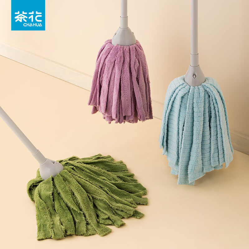 茶花拖把家用一拖净老式水拖吸水墩布珊瑚绒地拖 【1把】珊瑚绒拖把#颜色随机