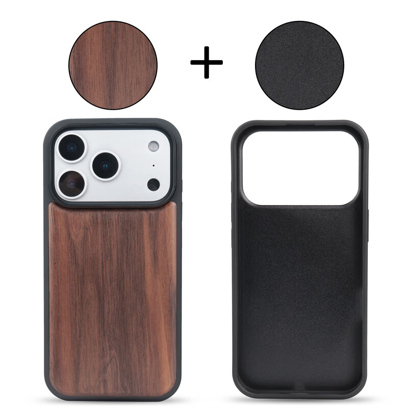 GNOVEL时尚新款实木北美黑胡桃木手机壳适用于苹果17高端气质防摔17promax花梨木碳化竹樱桃木手机保护套 碳化竹 iphone 17Pro
