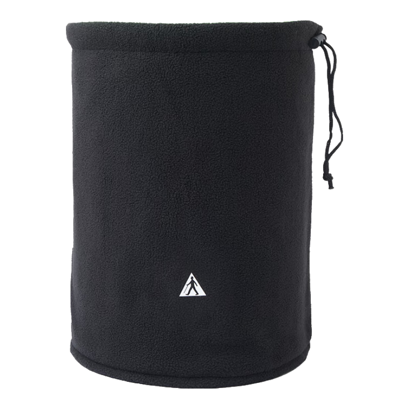 足力健围脖加绒男士秋冬保暖脖套中老年双面摇粒绒可变帽子面罩两用 黑灰【两面】 均码