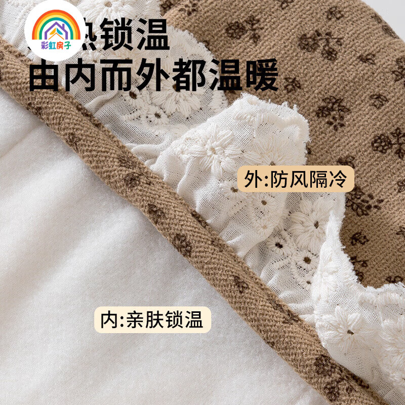 彩虹房子春秋男女宝宝儿童帽胎帽合集 森系花边帽-杏色帽围46cm（建议0-1岁）四季双层