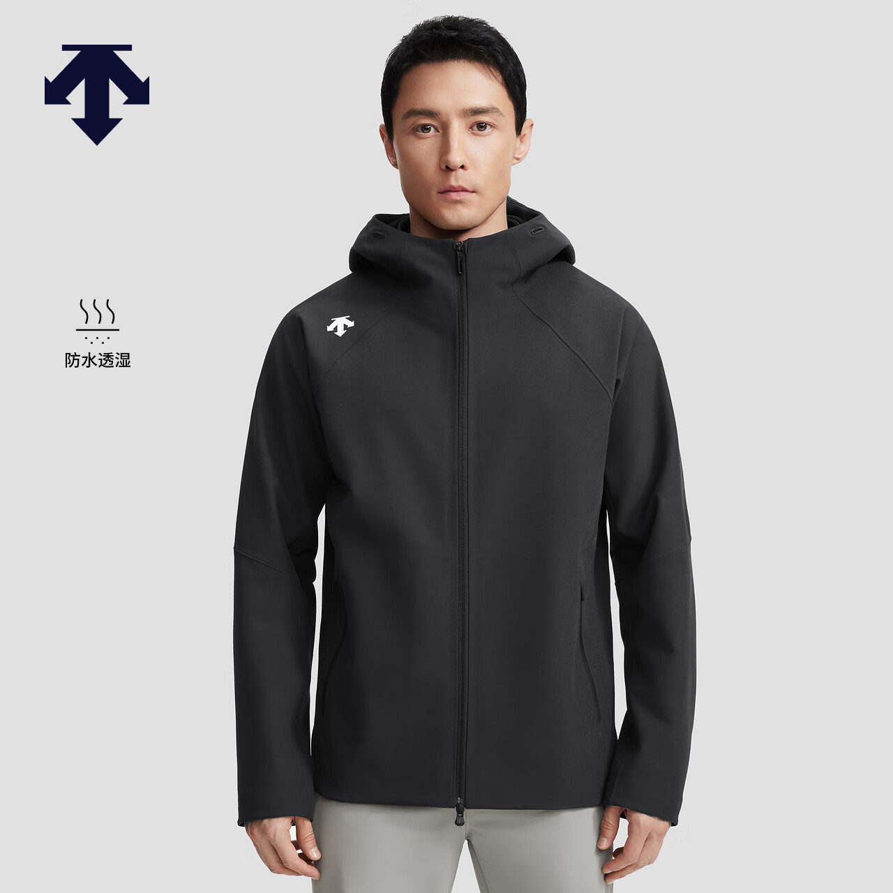DESCENTE迪桑特TRAINING综训运动健身防水透湿男士加绒梭织外套 BK-黑色 M (170/92A)