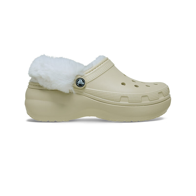 CROCS卡骆驰经典云朵暖绒洞洞鞋保暖舒适棉拖花园鞋外穿女拖鞋|212854 骨白色-2Y2 39 (250mm)