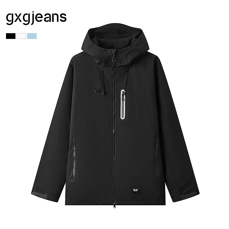 gxg.jeans男装* 多色潮流宽松户外工装*连帽夹克外套男士 25秋新品 黑色 L (175)