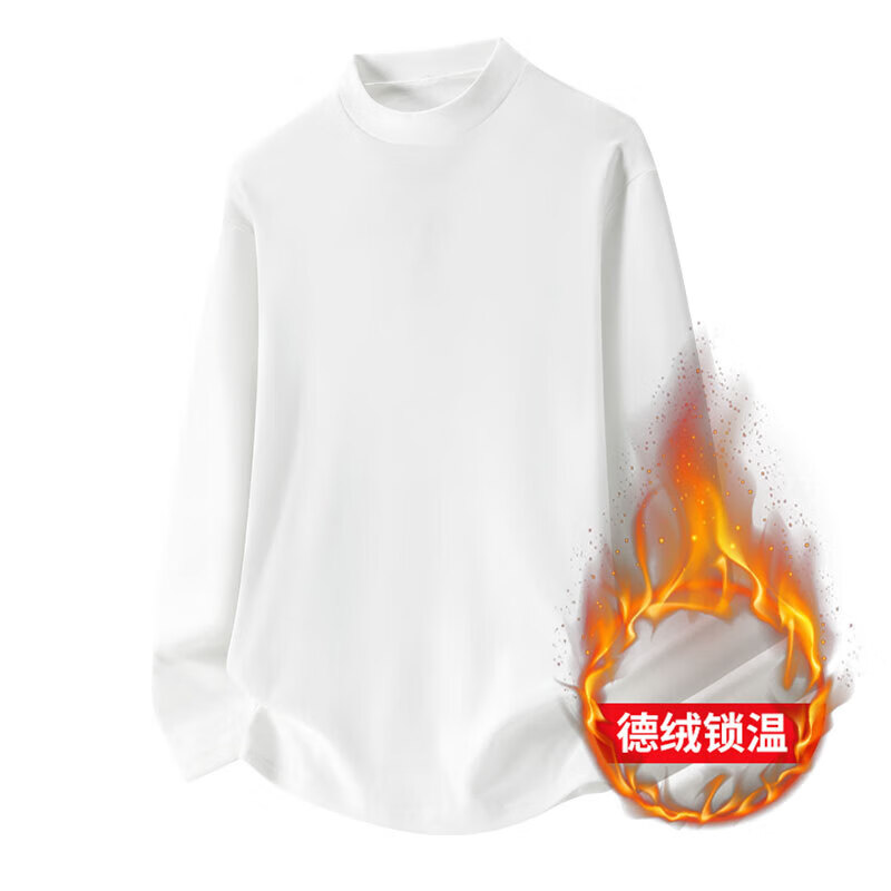 JEEP SPIRIT吉普卫衣男2025新款半高领上衣德绒长袖男女同款加厚纯色打底衫 黑色+白色 XL (建议115-135斤)