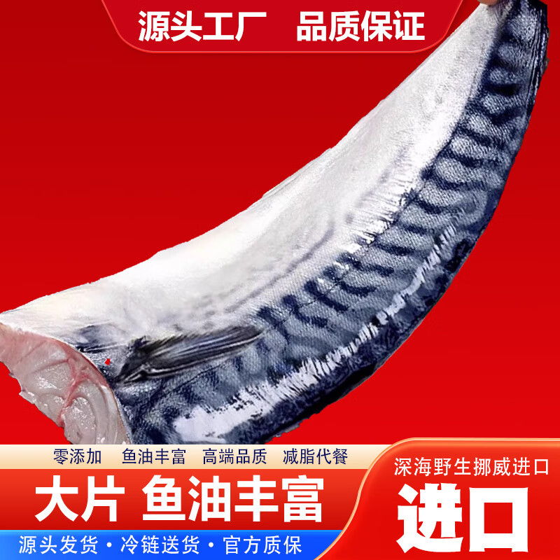 挪威青花鱼片进口新鲜低盐去头去尾去脏半成品刺身鲭鱼片冷冻日料 鱼油丰富18斤100片【季度滋补】