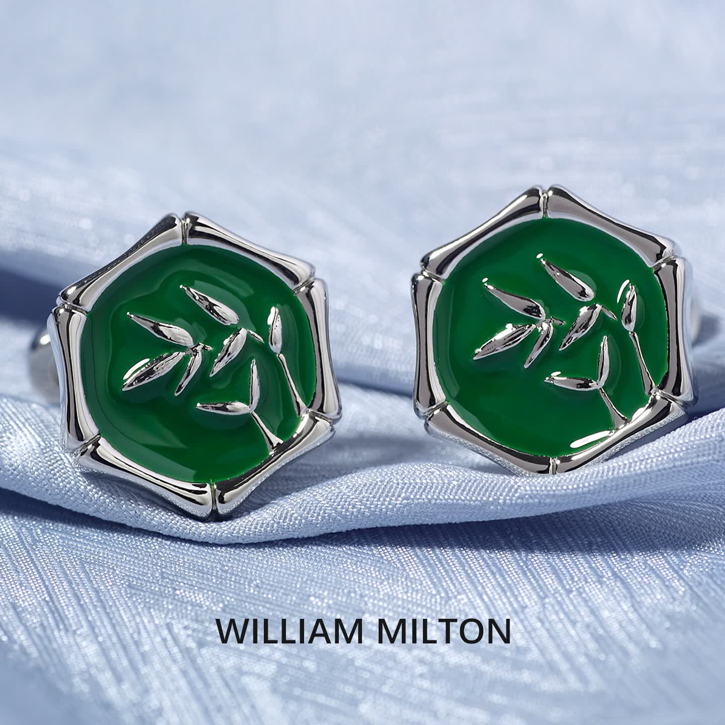 WILLIAM MILTON国风设计感清风竹韵袖扣男士高端礼物法式袖钉礼盒 清风竹韵