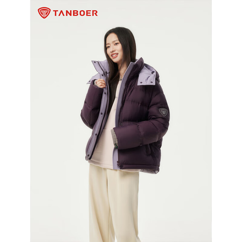 坦博尔秋冬季新款羽绒服女款短款高品质保暖外套加厚面包服时尚百搭 黑色 M (165) 建议体重120斤-130斤