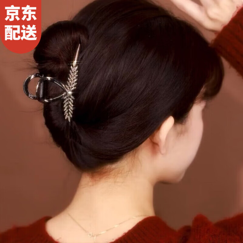 曉色麥穗發(fā)夾新款2025精致高端發(fā)量大高級感后腦勺發(fā)夾盤發(fā)金屬鯊魚夾 麥穗抓夾-黑色F1808黑