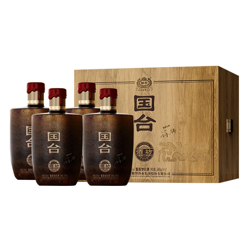 国台荣誉封藏 酱香型年份白酒 实木原箱 商务宴请收藏 53度 500mL 4坛