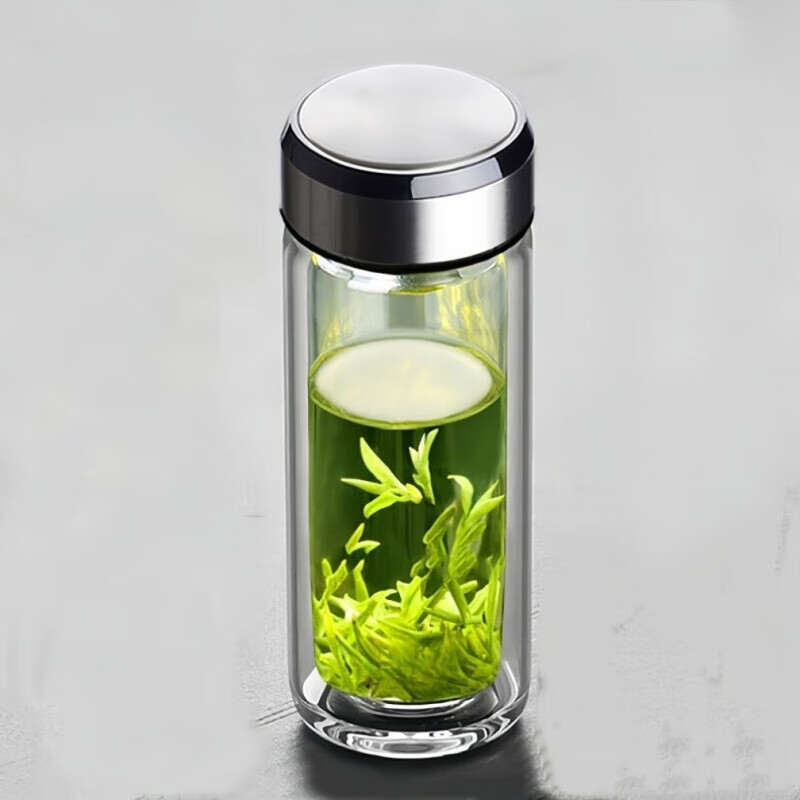 胖东来同款钢化玻璃杯500ml耐摔高温硼硅双层玻璃杯保护套 450钢化款【双层隔热防爆】