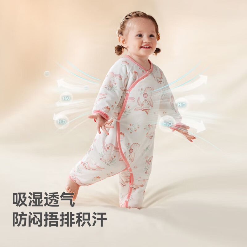贝肽斯婴儿衣服冬季衣服新生儿童连体衣宝宝连体衣保暖纯棉爬服 熊竹萌宝 80cm