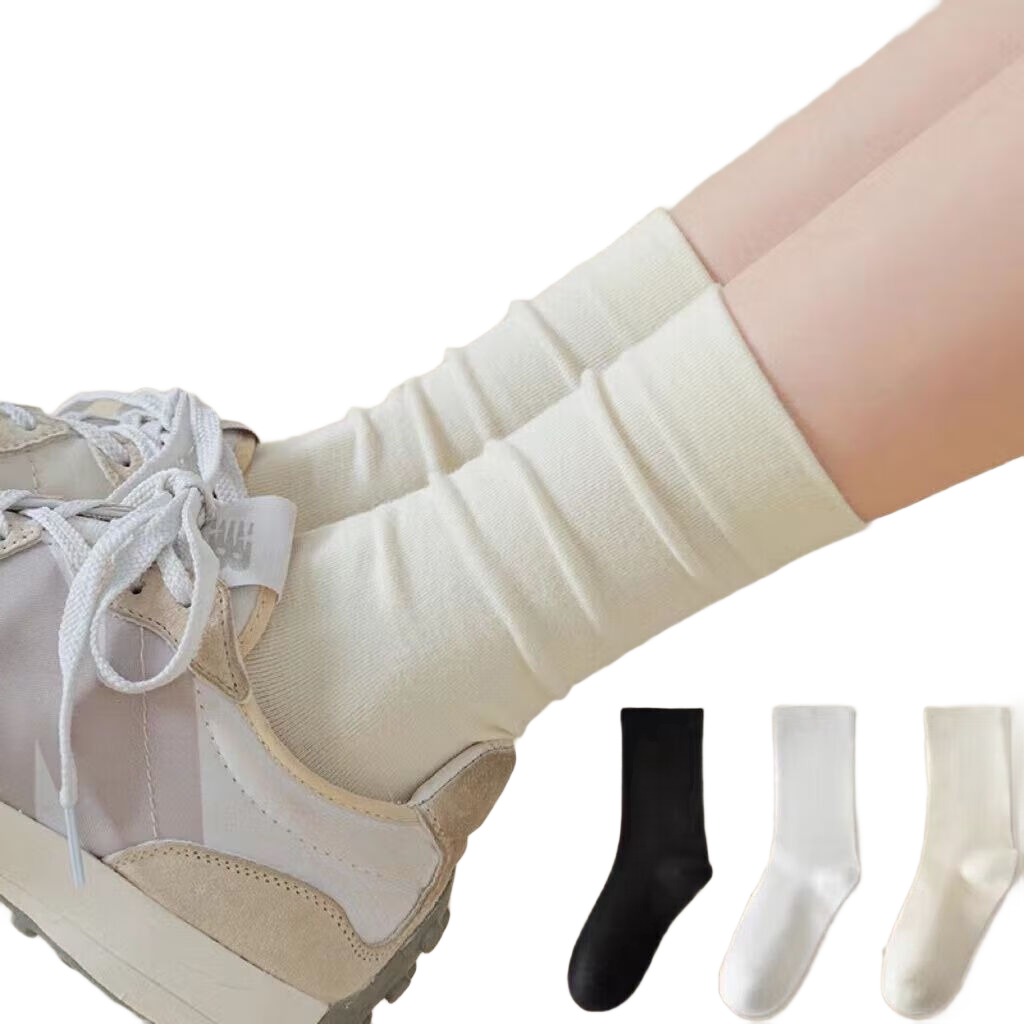 【百搭显瘦】纯色无骨袜子女中筒袜百搭春夏薄款白色月子袜小红书 百搭月子袜白色【5双 】