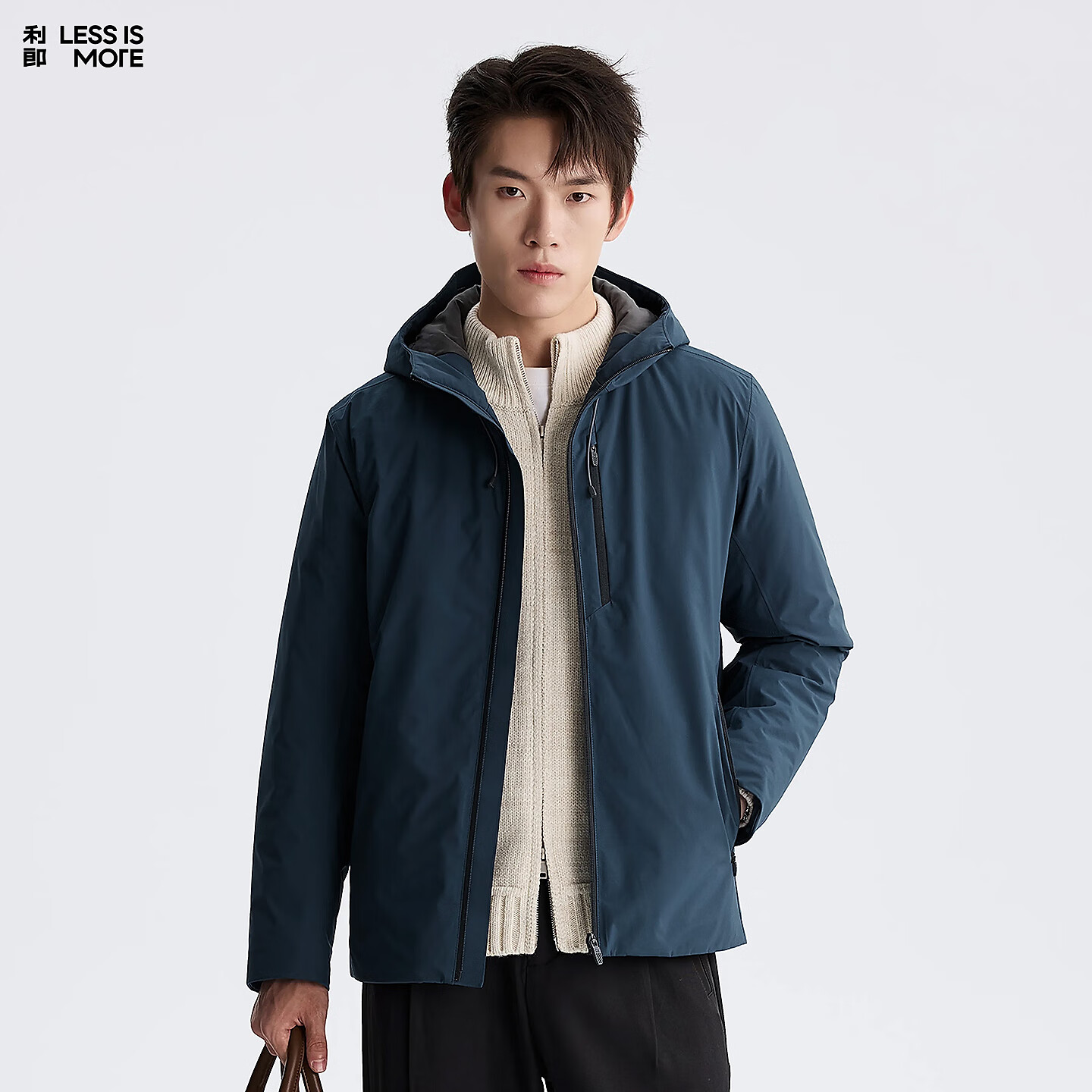 利郎轻时尚男装【商羽鲜绒】羽绒服男连帽青年通勤防风保暖新年外套 蔚蓝（1H） 2XL (180)