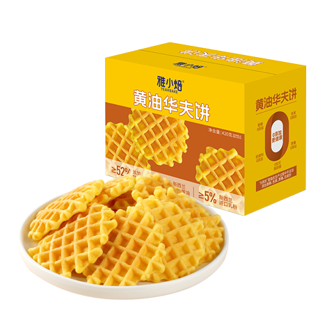 雅小焙黄油华夫饼零食儿童营养早餐面包蛋糕下午茶点心休闲源头直发420g 【11月13日到期】黄油华夫饼*1箱