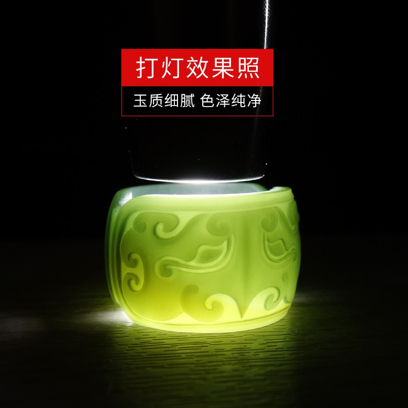 春龍珠寶 和田玉貔貅戒指扳指大拇指男士霸氣玉細(xì)料獸紋饕餮玉石玉介